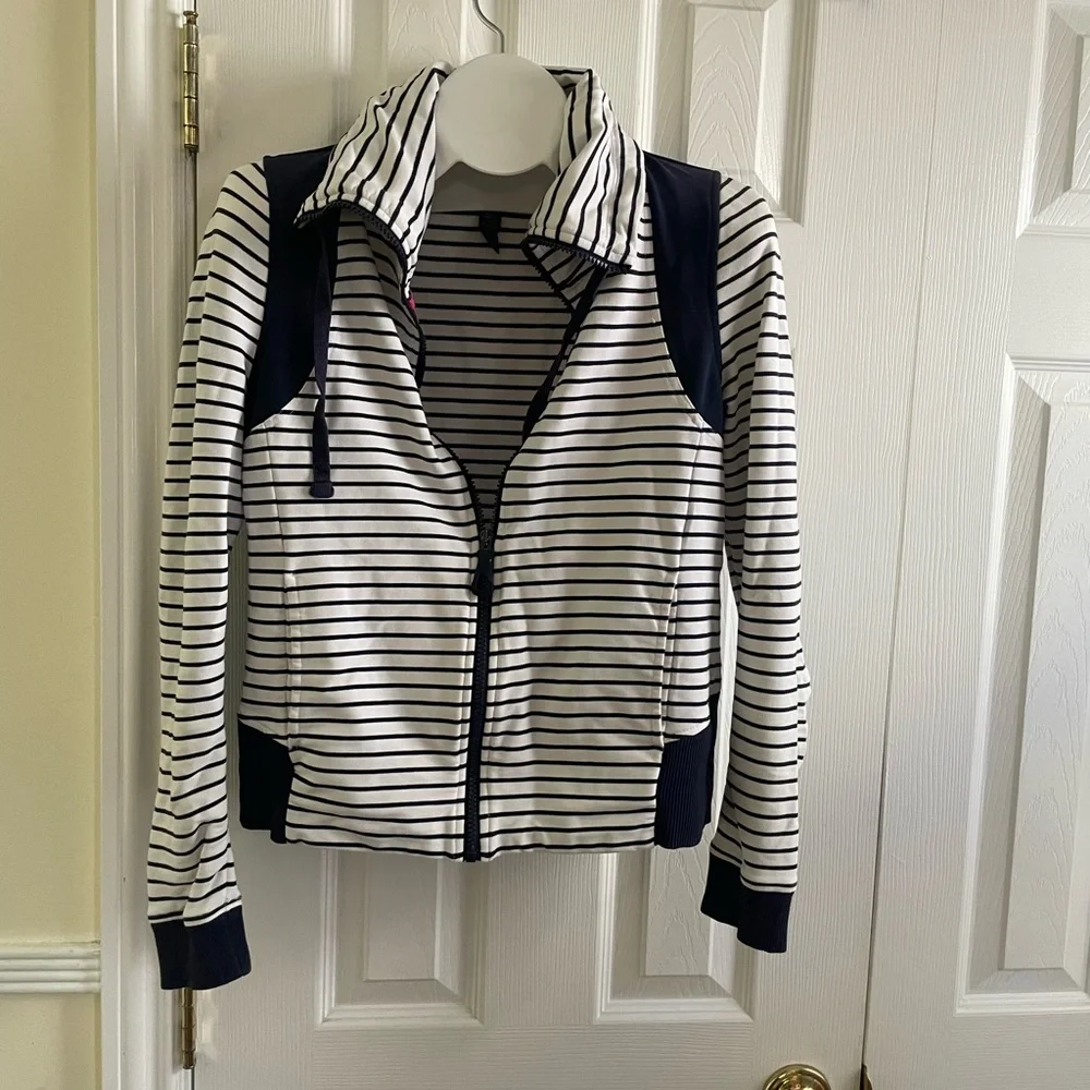 Lauren Ralph Lauren Navy and White Striped Jacket - Picture 2 of 11